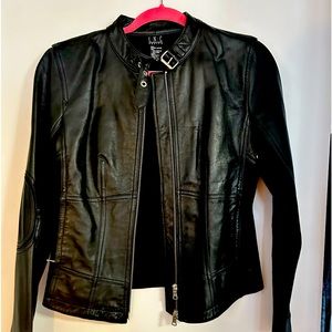 Black leather sweater jacket, great condition.